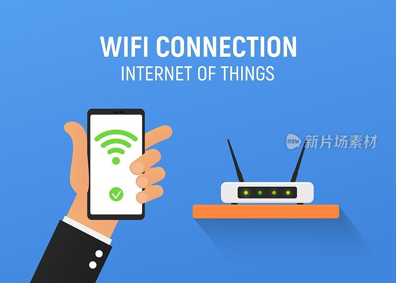 Free wifi connection vector illustration. Internet of things. Wi-fi safety connect. Public network